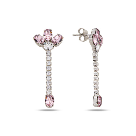 Sterling Silver Swarovski Crystal Dangle Earrings - Elegant Marquise Design