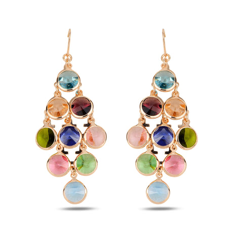 Vibrant Gemstone Chandelier Earrings - Sparkling Dangle Design