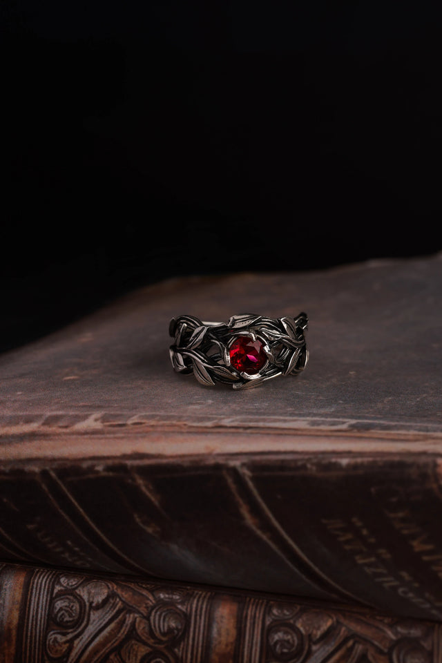 Elegant Leaf Motif Statement Ring