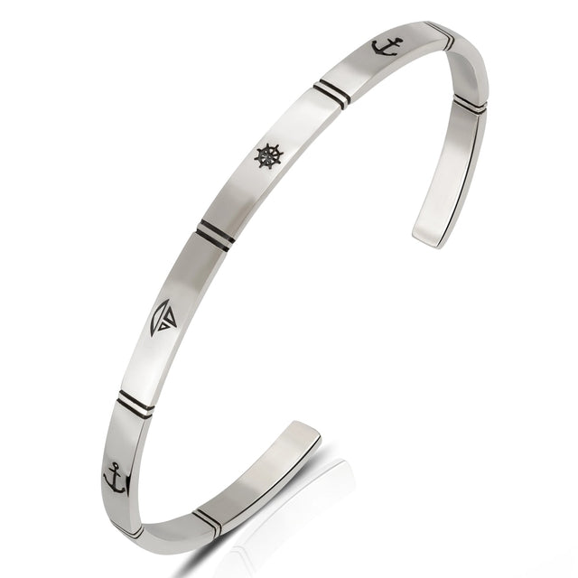 Sterling Silver Bracelet - Sculptural Triton Ocean Design