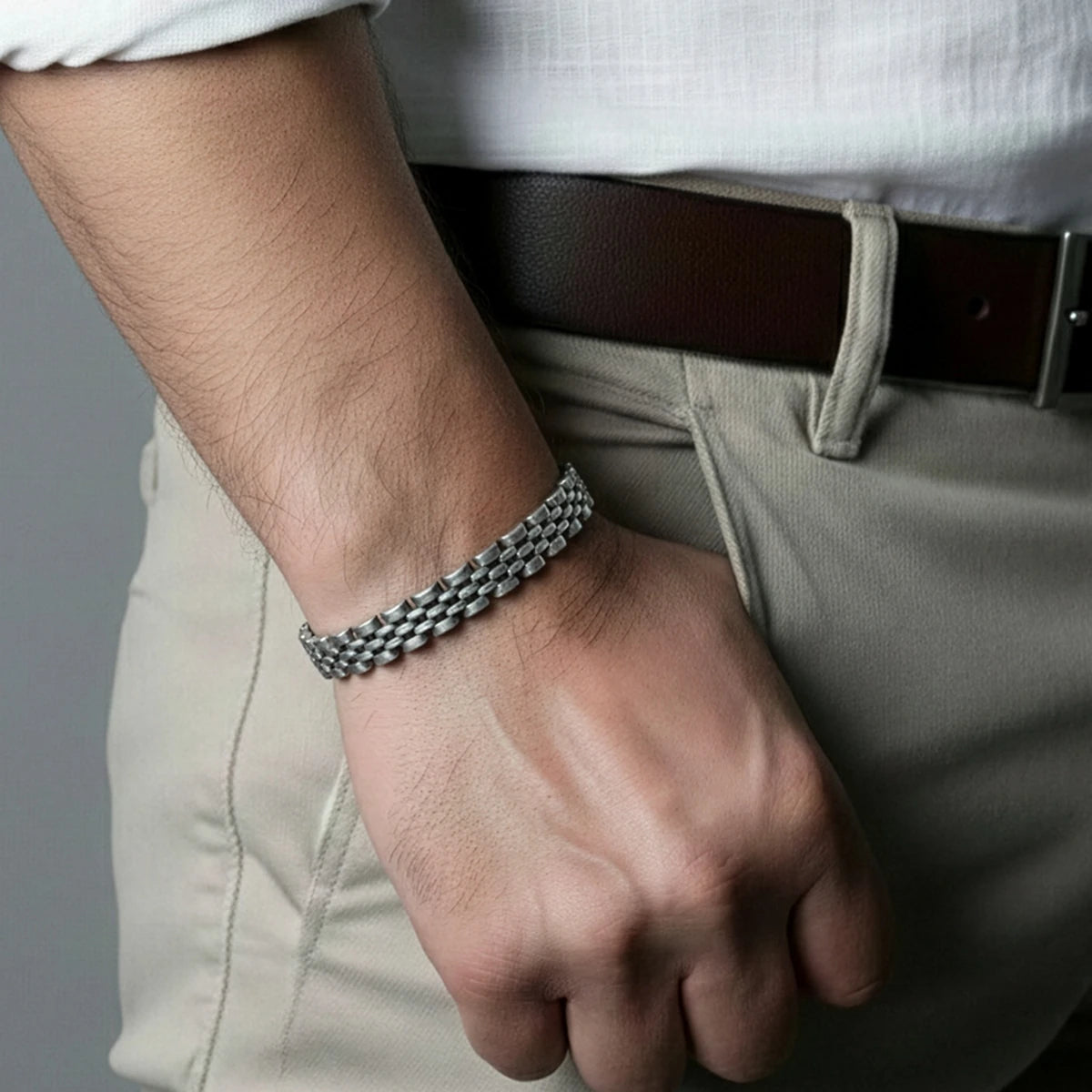 Sterling Silver Link Bracelet - Timeless Rolex Style Statement