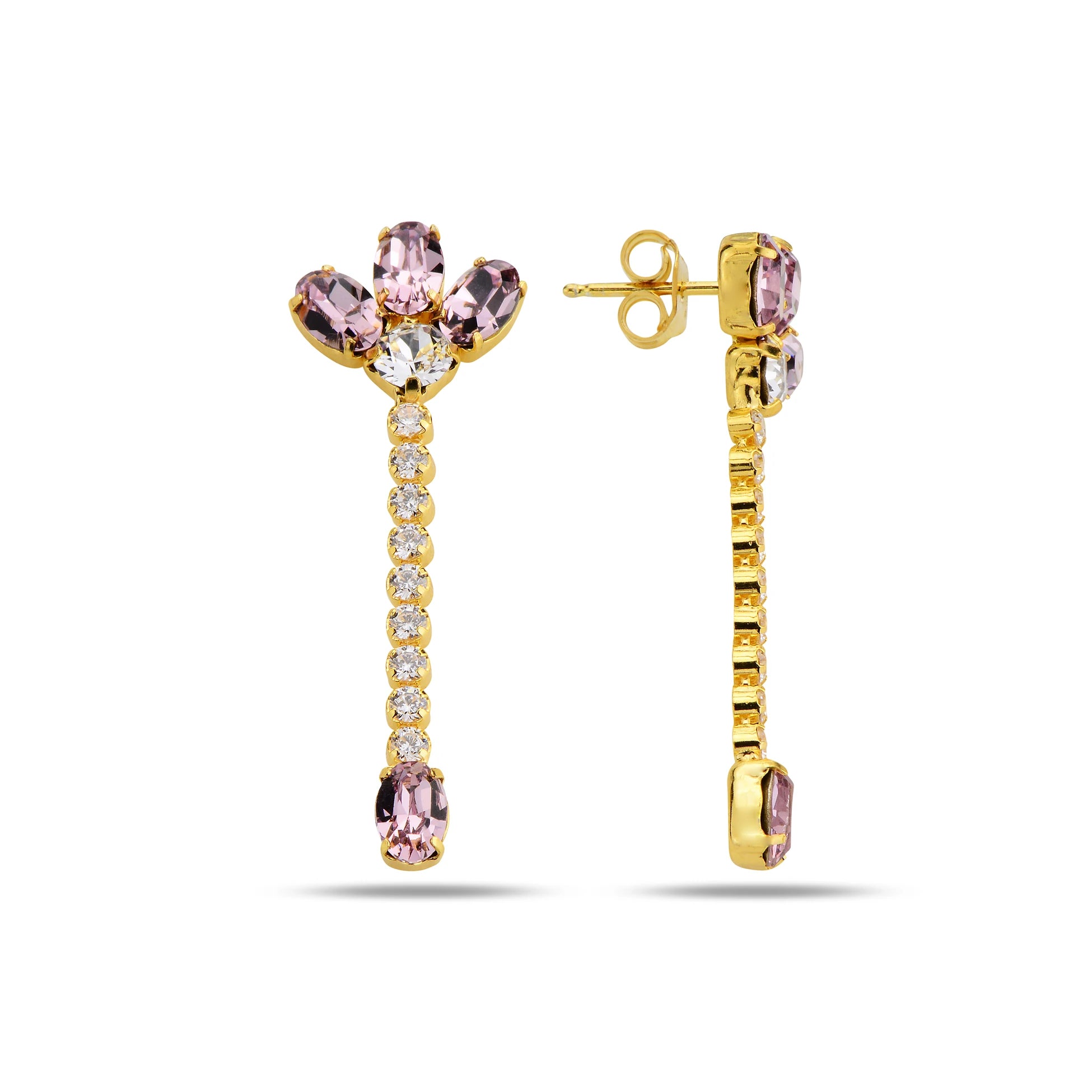 Boucles d'oreilles pendantes en argent sterling avec cristal Swarovski - Design marquise élégant