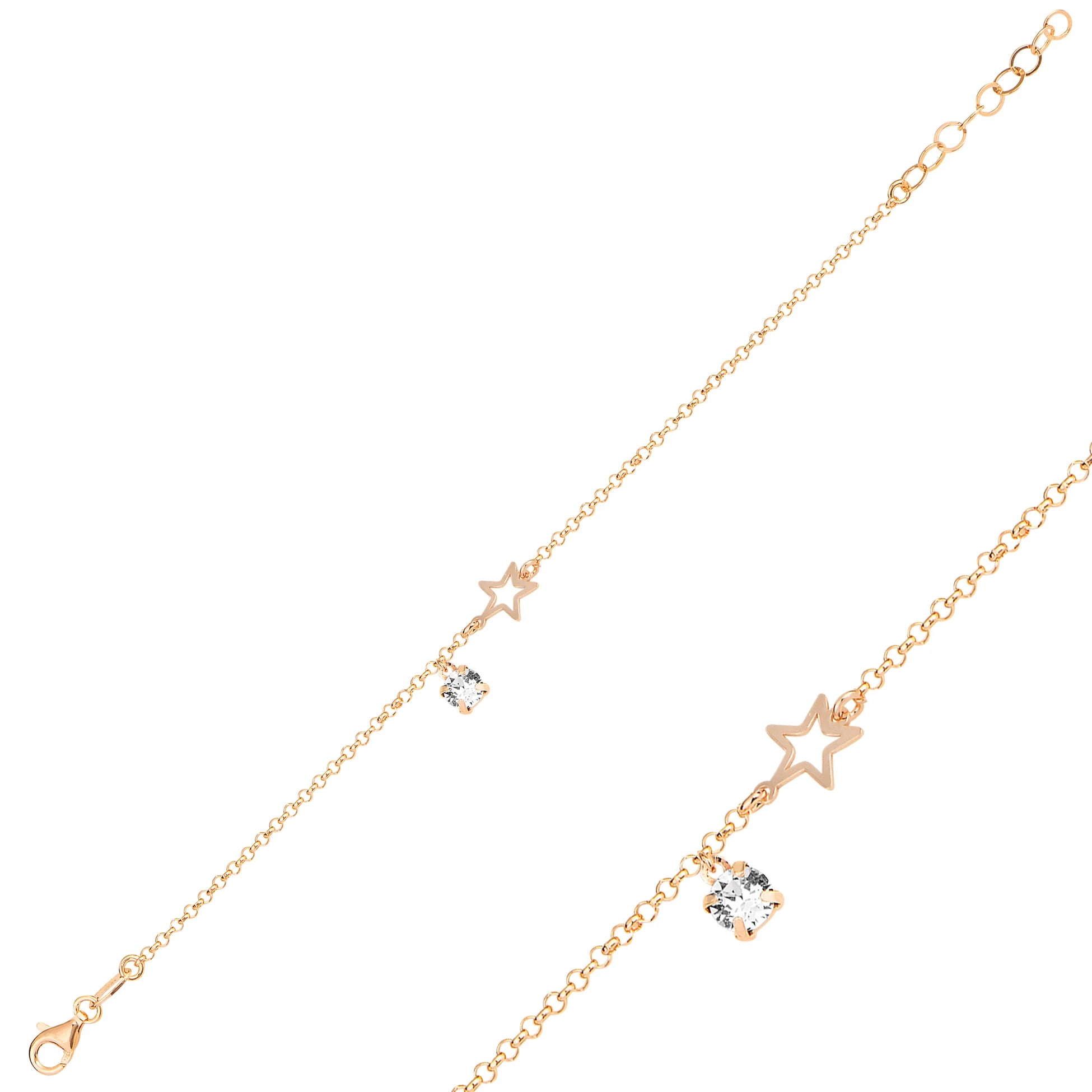 Rose Gold Plated Sterling Silver Bracelet - Star Design with Swarovski Crystals