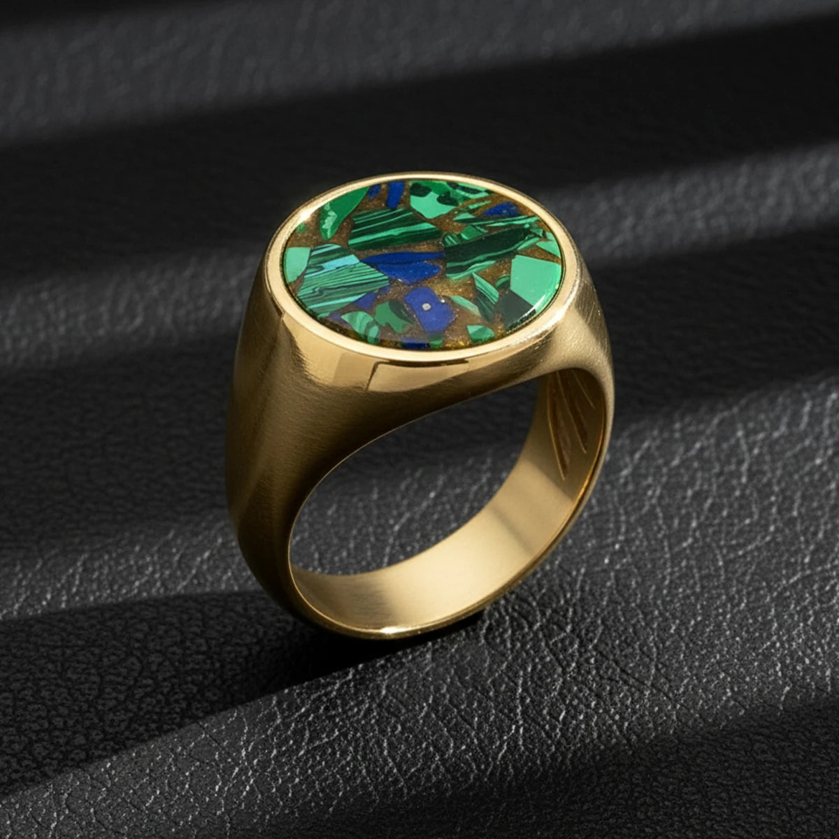 18K Gold Plated Chrysocolla Ring - Vibrant Gemstone Elegance