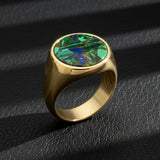 18K Gold Plated Chrysocolla Ring - Vibrant Gemstone Elegance