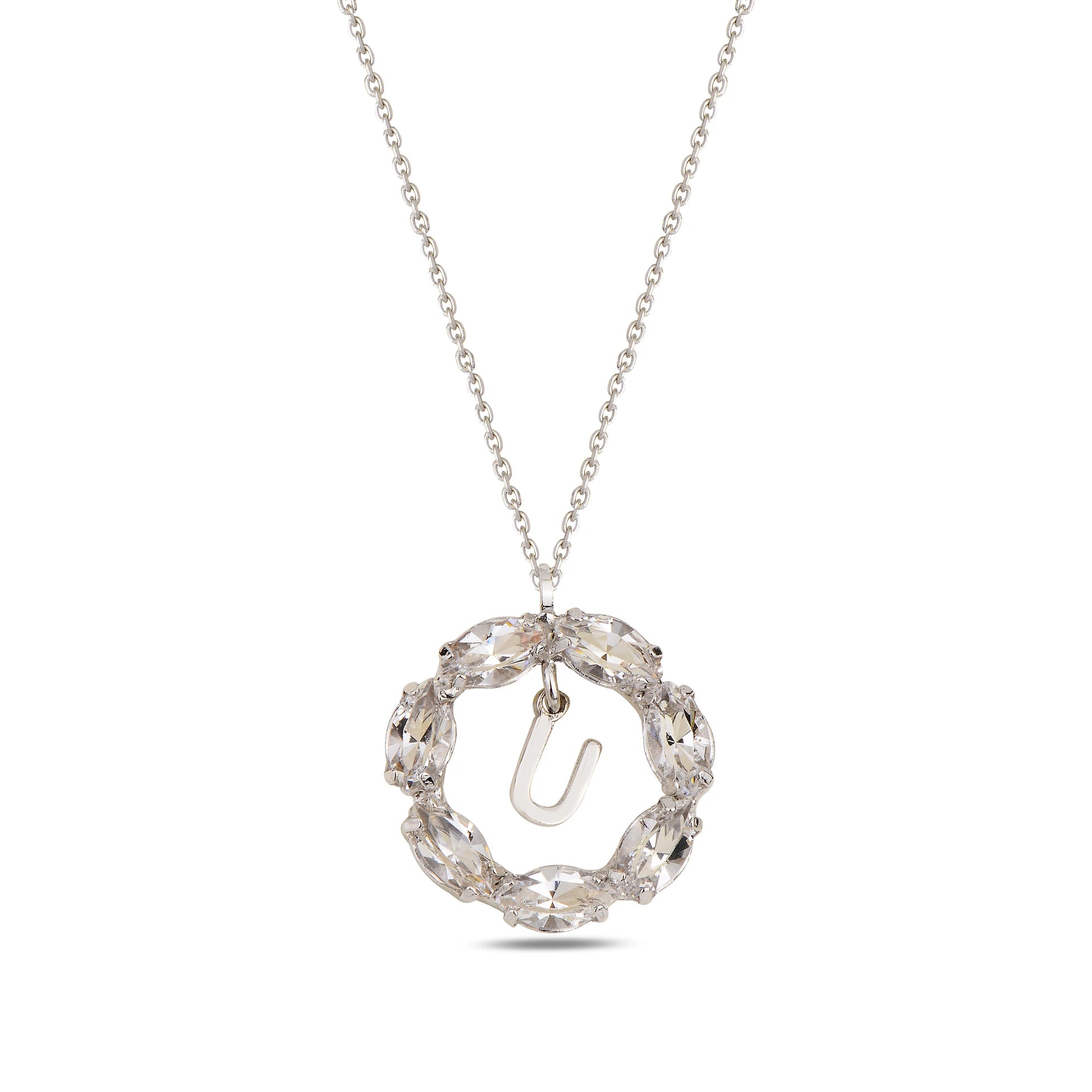 Collar de Plata de Ley con Letras y Cristales Swarovski Marquise