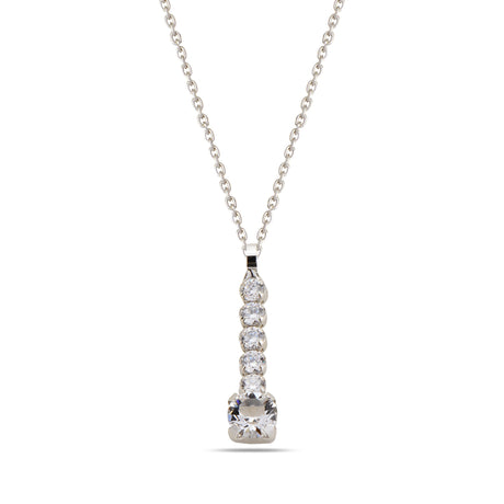 Rose Gold Plated Sterling Silver Solitaire Necklace - Bezel Set Swarovski
