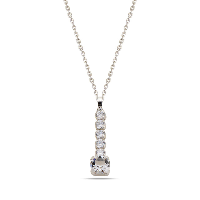 Rose Gold Plated Sterling Silver Solitaire Necklace - Bezel Set Swarovski