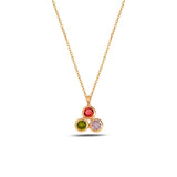 Sterling Silver Colorful Dangling Mini Necklace with Swarovski Crystals