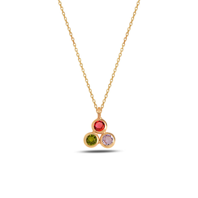 Sterling Silver Colorful Dangling Mini Necklace with Swarovski Crystals