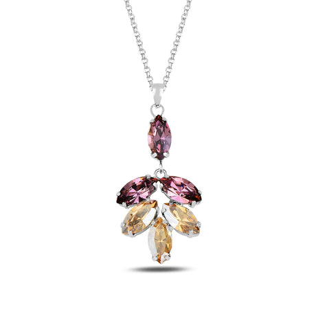 Sterling Silver Swarovski Crystal Chandelier Necklace - Floral Bloom