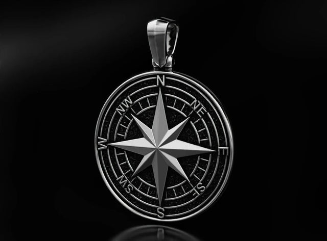 Premium Nautical Compass Pendant Necklace
