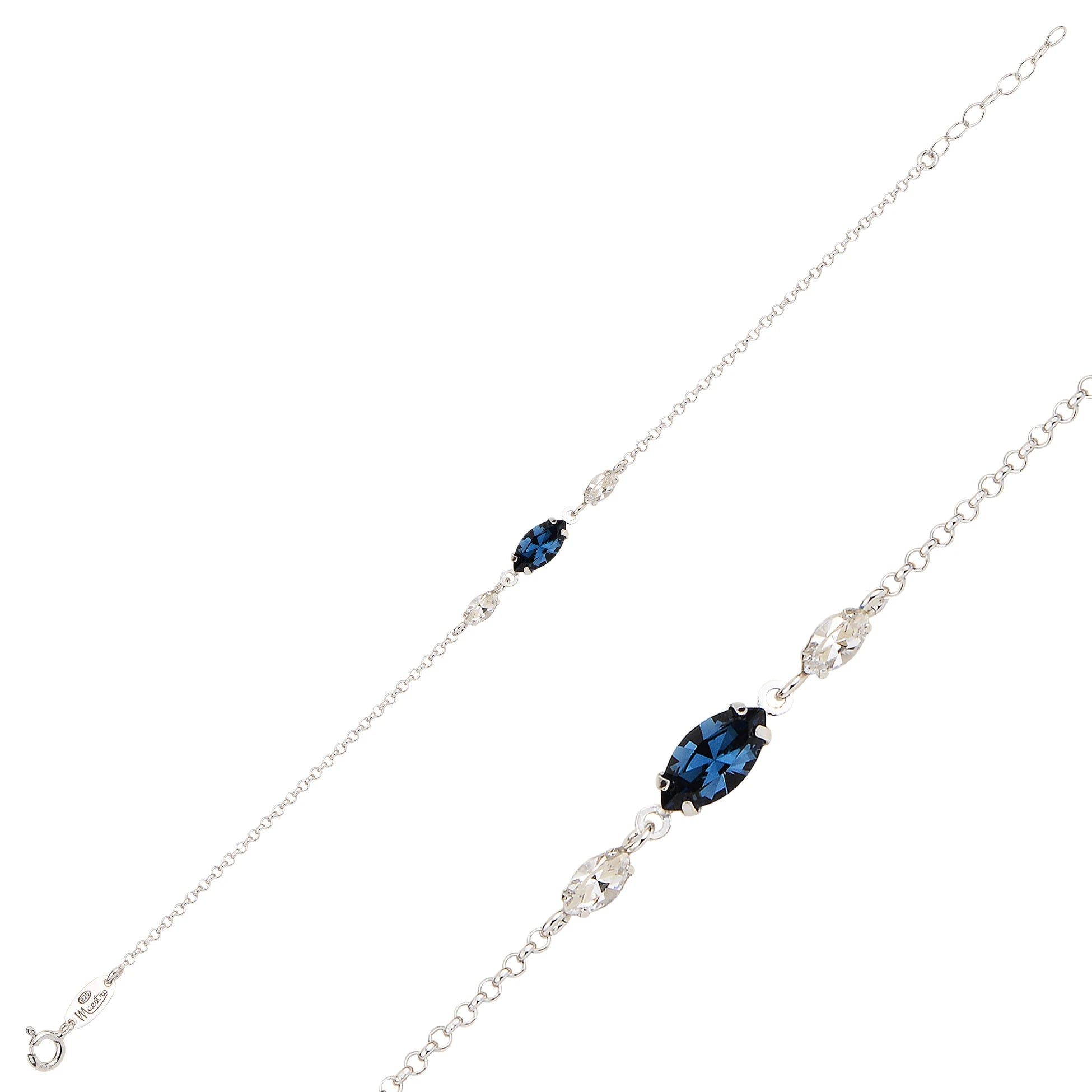 925 Sterling Silver Minimalist Bracelet - Marquise Swarovski Crystal