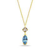 Sterling Silver Swarovski Crystal Necklace - Elegant Marquise & Pear Pendant