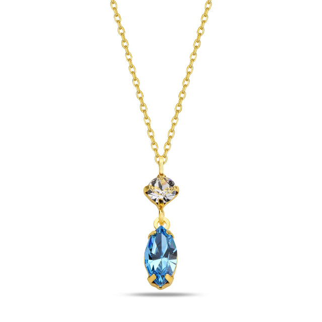 Sterling Silver Swarovski Crystal Necklace - Elegant Marquise & Pear Pendant