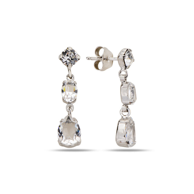 Sterling Silver Swarovski Crystal Earrings - Peony Pink & Peridot