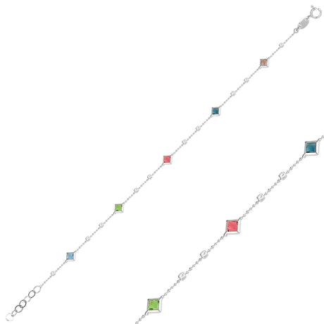 Geometric Square Link Bracelet - Modern Minimalist Style