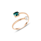 Rose Gold Plated Sterling Silver Ring - Modern Horizontal Swarovski Crystal