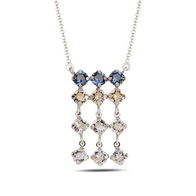 Sparkling Ocean Blue Vertical Necklace - Dazzling Design