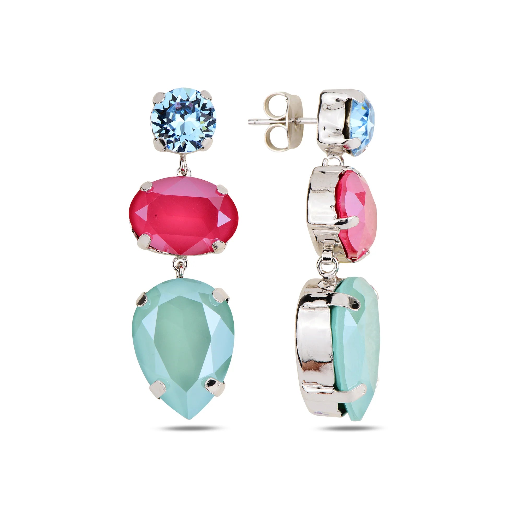 Sterling Silver Swarovski Crystal Drop Earrings - Dazzling Pear Cut