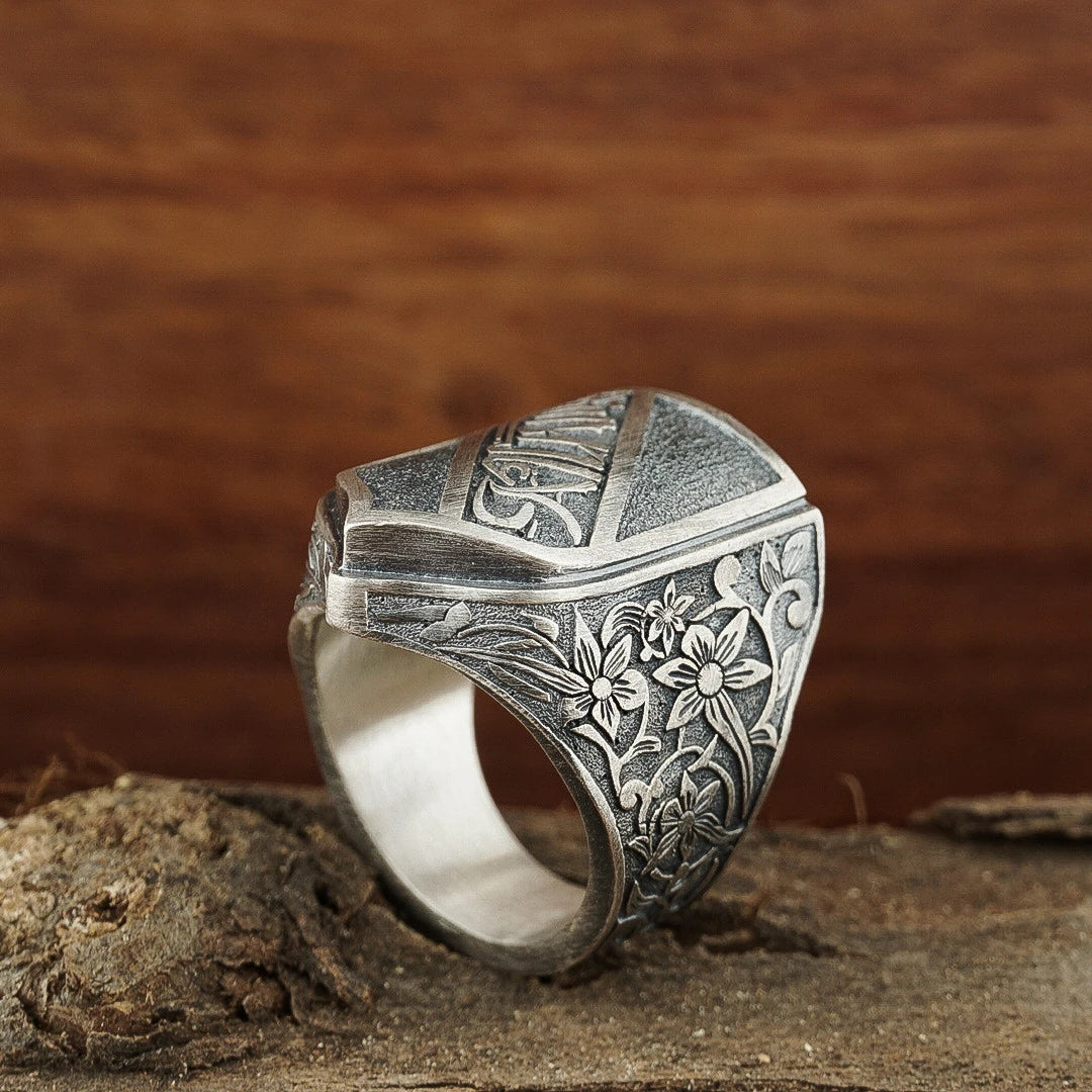 Sterling Silver Men's Ring - Intricate Alhambra Heritage Design