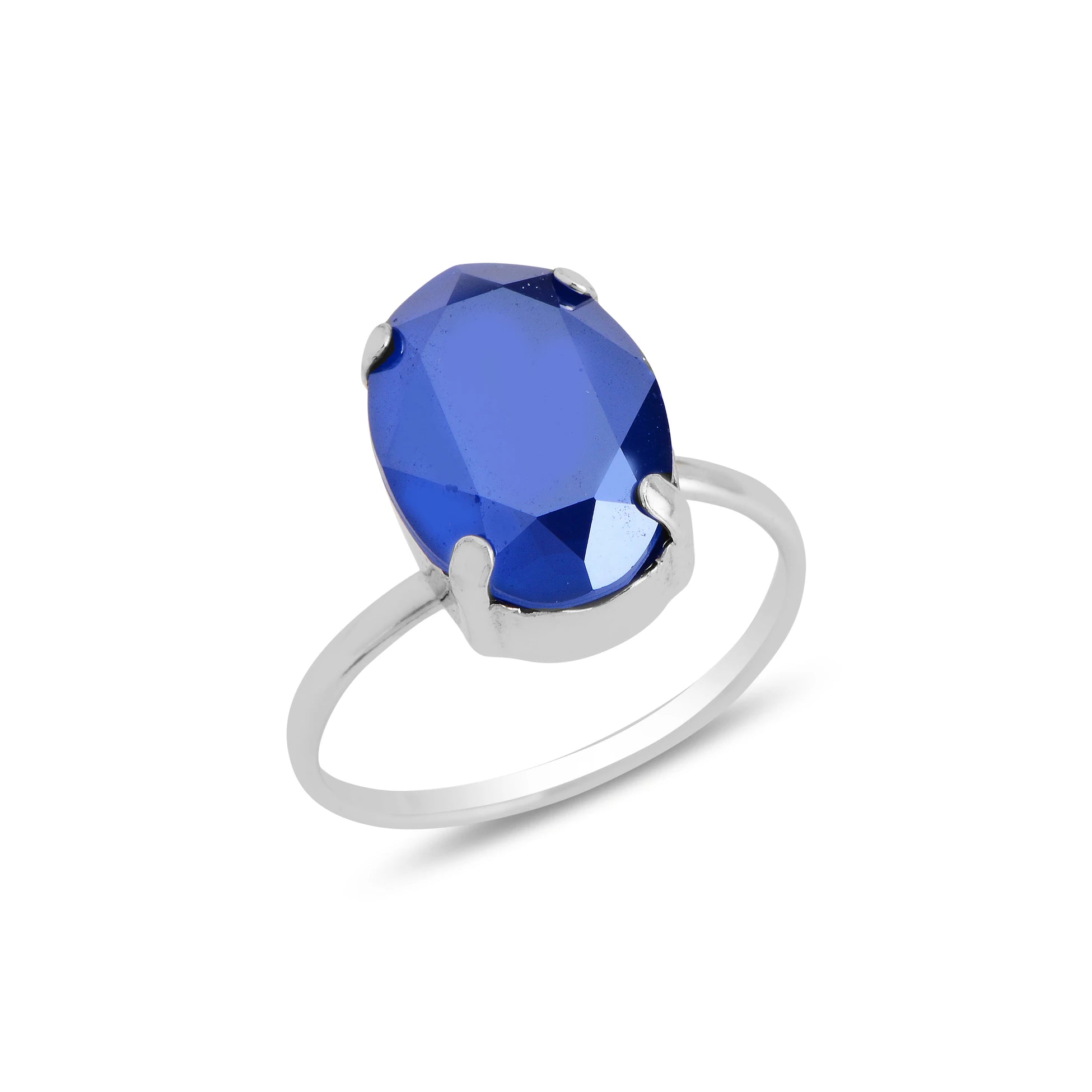 Sterling Silver Oval Swarovski Crystal Ring - Elegant Sparkle
