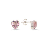 Boucles d'oreilles cœur en argent sterling plaqué or jaune - Cristal Swarovski