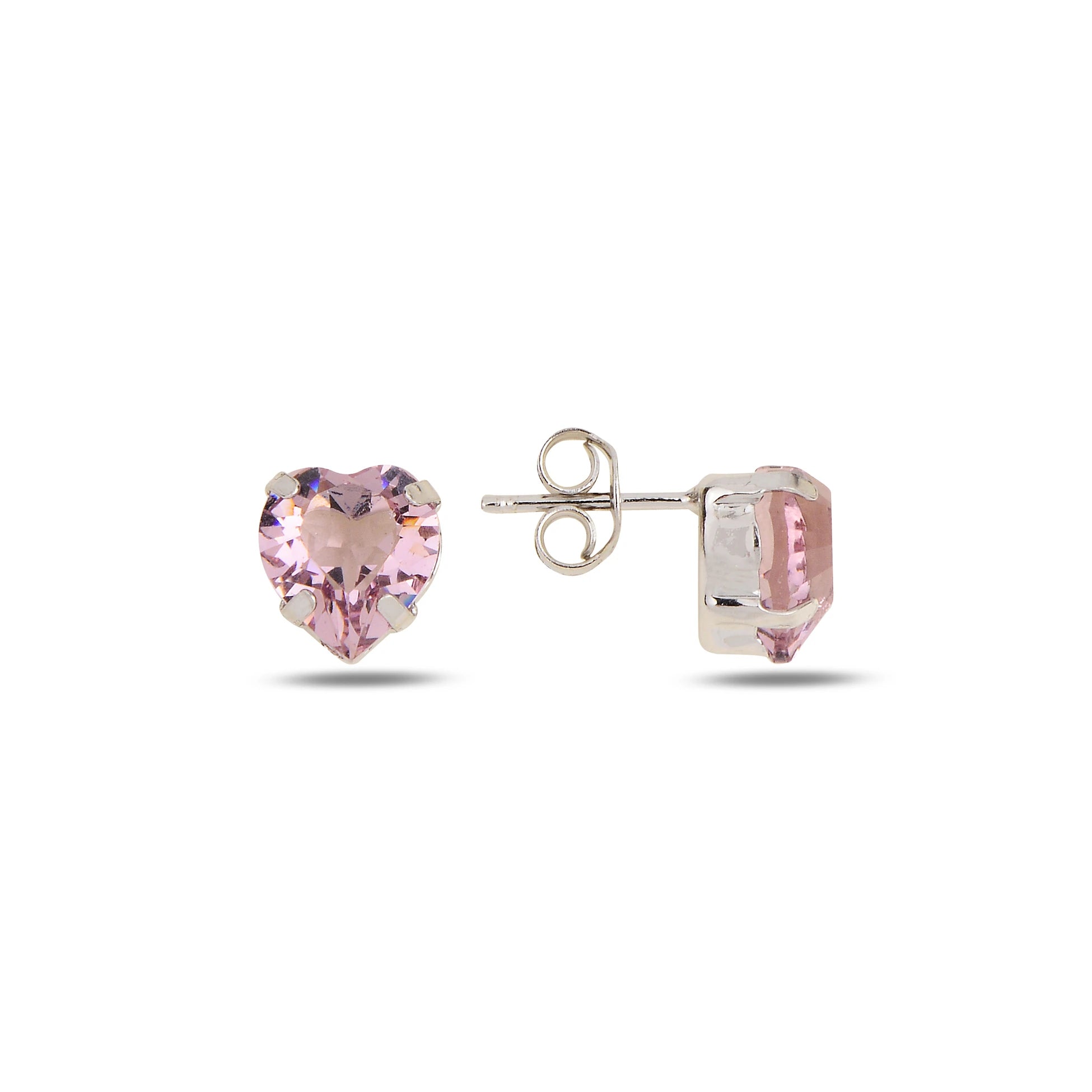 Boucles d'oreilles cœur en argent sterling plaqué or jaune - Cristal Swarovski