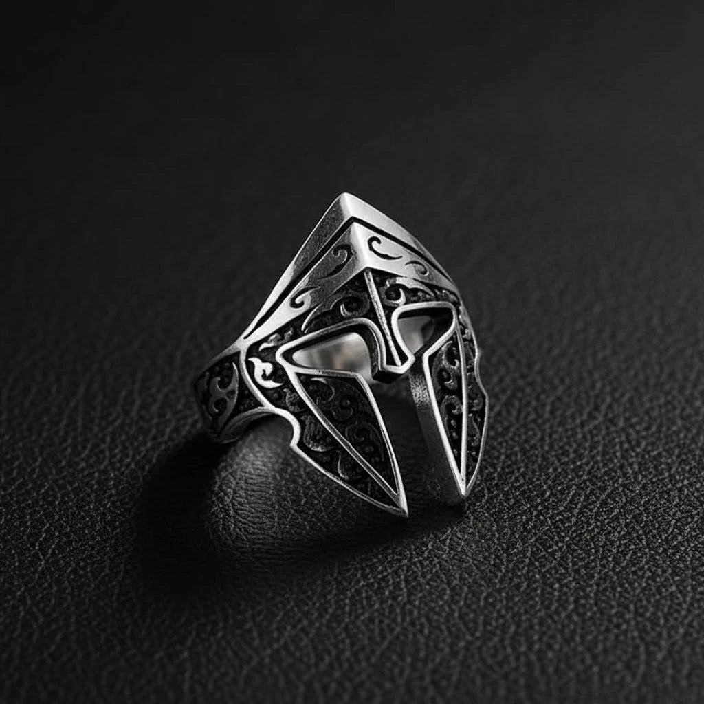 Sterling Silver Ring - Iconic Spartan Helmet Warrior Statement