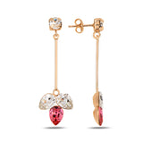 Dlouhé náušnice Flora z růžového zlata a stříbra s krystaly Swarovski