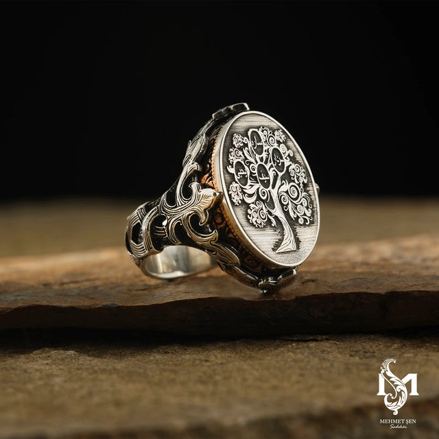 Sterling Silver Men's Ring - Family Tree Heritage Design