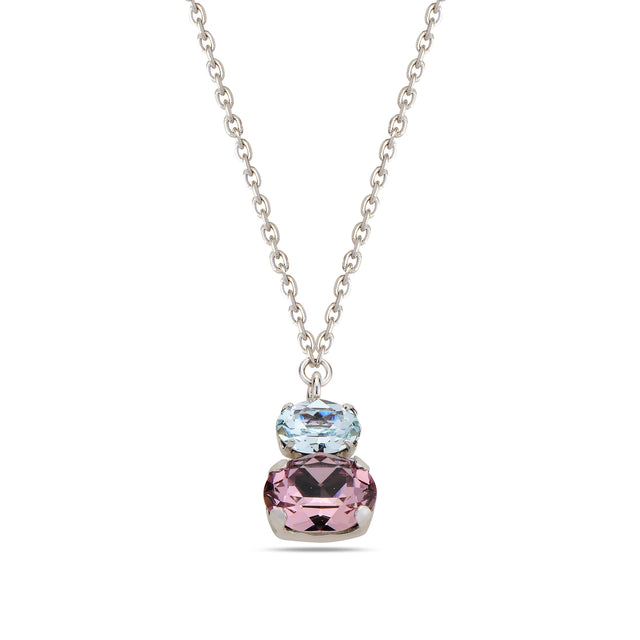 Rounded Oval Duo Pendant Necklace - Contemporary & Bold Elegance