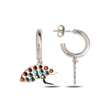 925 Sterling Silver Rainbow Drop Earrings - Vibrant Swarovski Crystals
