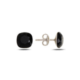 Sterling Silver Cushion Cut Swarovski Crystal Earrings - Feminine Bezel Setting