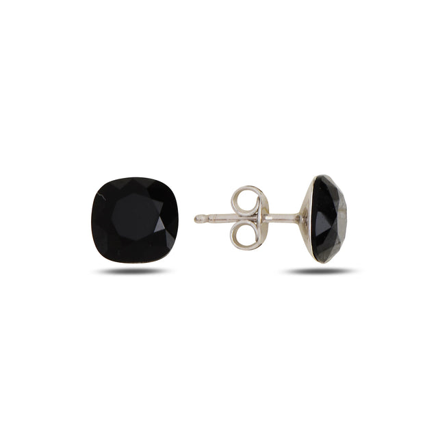 Sterling Silver Cushion Cut Swarovski Crystal Earrings - Feminine Bezel Setting