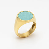 18K Gold Plated Amazonite Ring - Serene Gemstone Jewelry