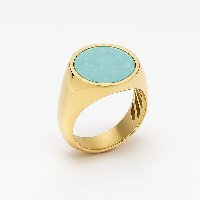 18K Gold Plated Amazonite Ring - Serene Gemstone Jewelry