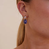 Emerald-Cut Crystal Statement Earrings - Modern Oval Design