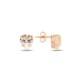 Boucles d'oreilles cœur en argent sterling plaqué or jaune - Cristal Swarovski