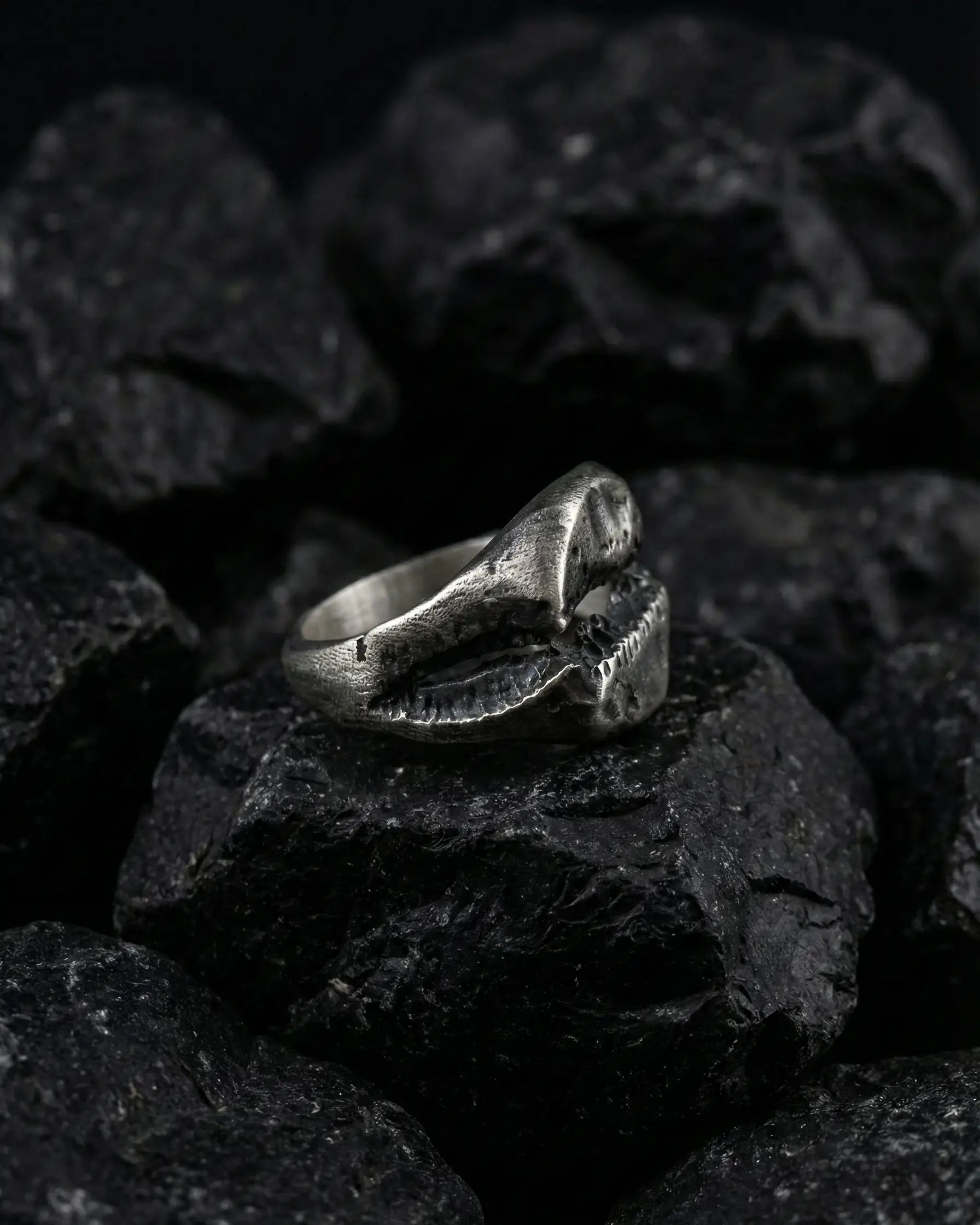 Elegant Obsidian Split Band Ring