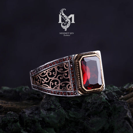 Sterling Silver Men's Ring with Zircon Stone - Modern & Masculine