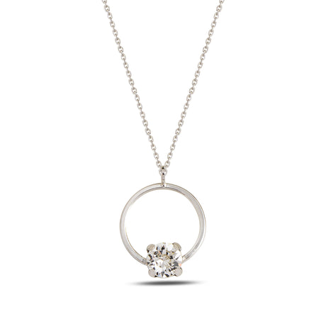 Rose Gold Plated Sterling Silver Mini Hoop Necklace - Swarovski Crystals