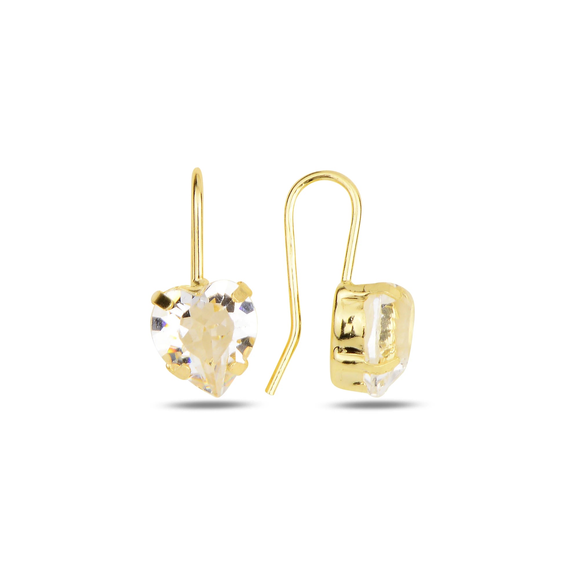 Yellow Gold Plated Sterling Silver Hook Earrings - Swarovski Crystal