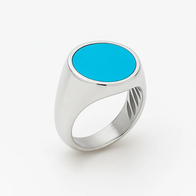 Sterling Silver Turquoise Ring - Bold Statement Gemstone Design