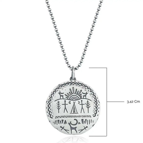 Sterling Silver Shaman Drum Pendant Necklace - Symbolic & Unique