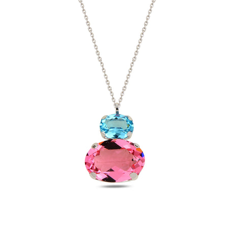 Rose Gold Plated Sterling Silver Necklace - Mixed-Cut Swarovski Crystals