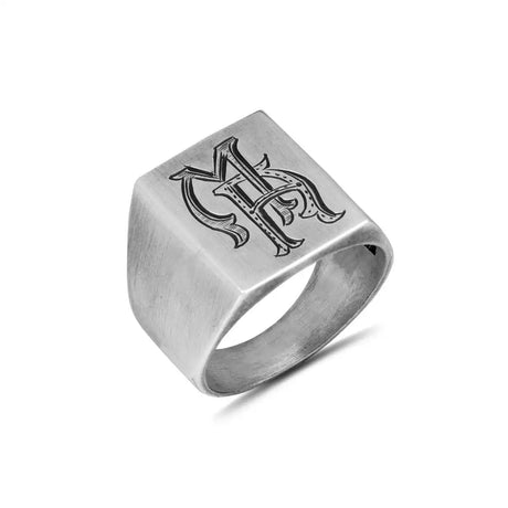 Sterling Silver Customizable Ring - Sleek Rectangular Design