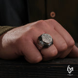 Sterling Silver Men's Ring - Handcrafted Solace & Strength Design