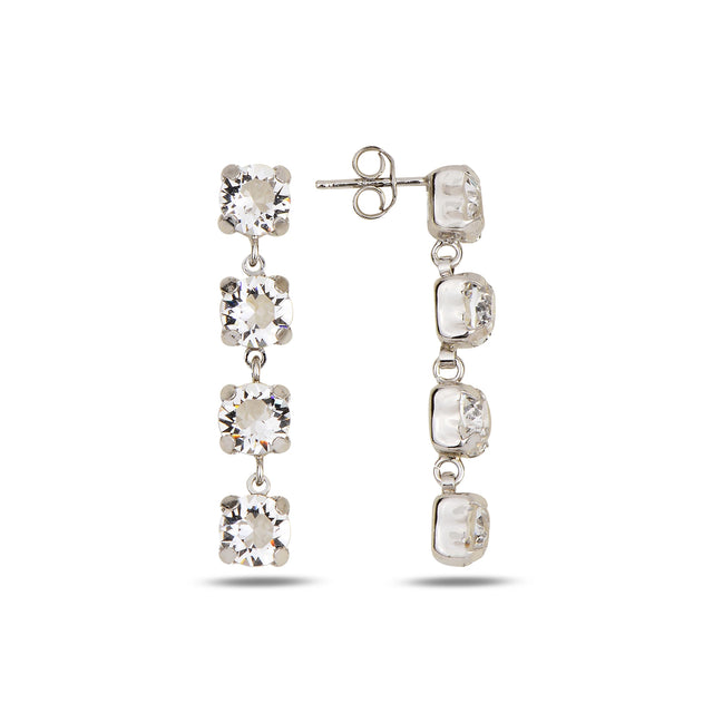 Full-Circle Crystal Dangle Earrings - Elegant Bold Statement Design