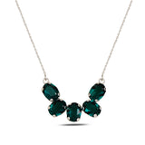 Oval Crystal Pendant Necklace - Dazzling Sparkle with Elongated Link